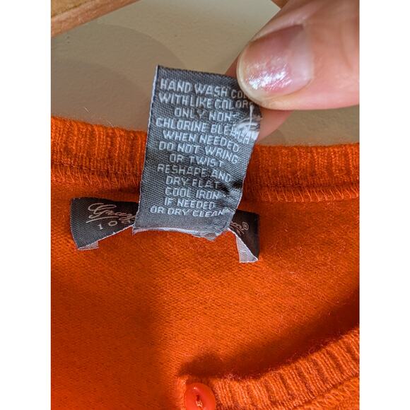 GRAYSON & DUNN Orange Cashmere Cardigan Size L Womens Button Front Sweater - Picture 4 of 8